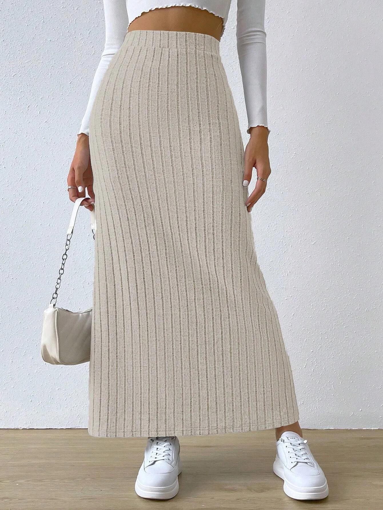 2024 Autumn Winter Women High Waist Sexy Slim Side Slit Skirt Elegant Warm Long Skirts Fashion Sweater Knitted Half Length Skirt
