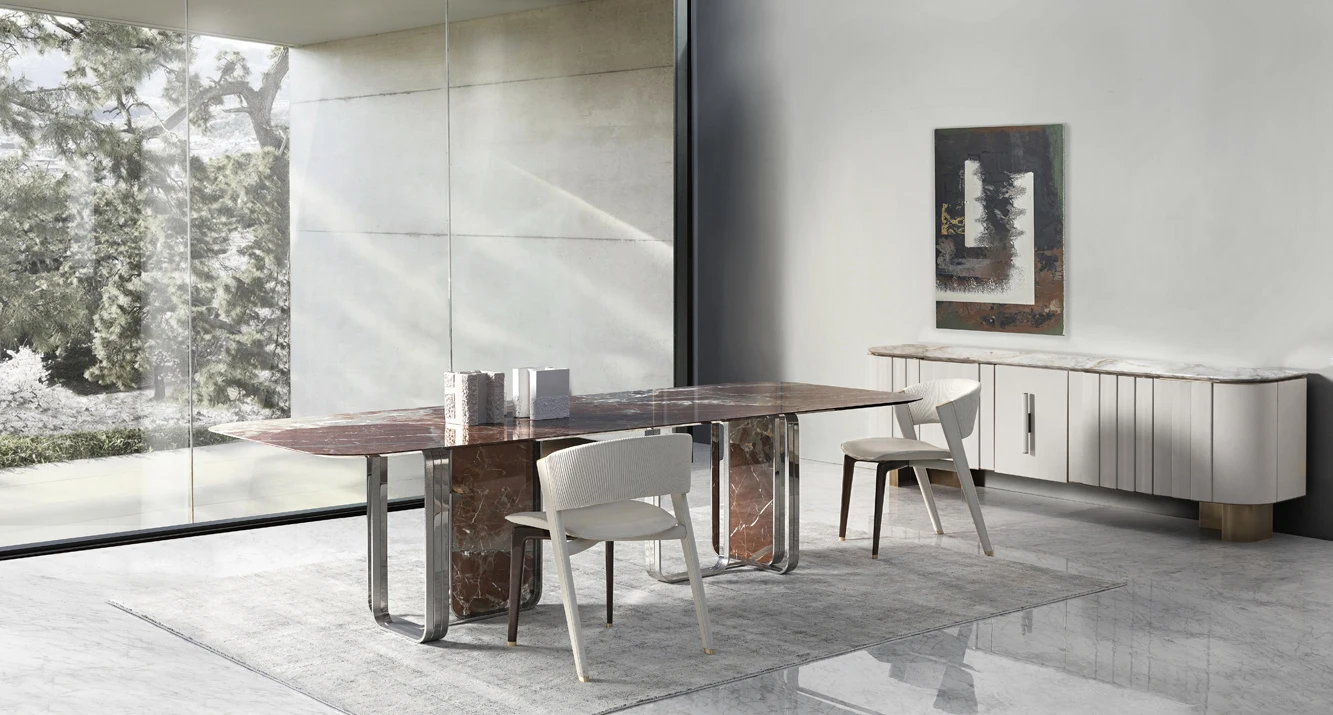 Elefante Dining Room Furniture Imported Bulgari Marble Embedded Turntable Marble Dining Table Modern Round Rotating Dining Table