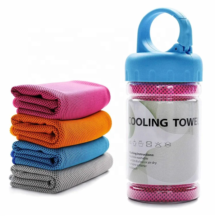 Customized Logo Personalized Dry Microfiber PVA Superfine Fibers Sports Cold Towels With Silicone Case