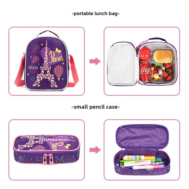 New Arrival Neutral Cartoon Three-Piece Pull Rod Hard Shell Backpack Set Cross-Border Primary School Students Breathable Design