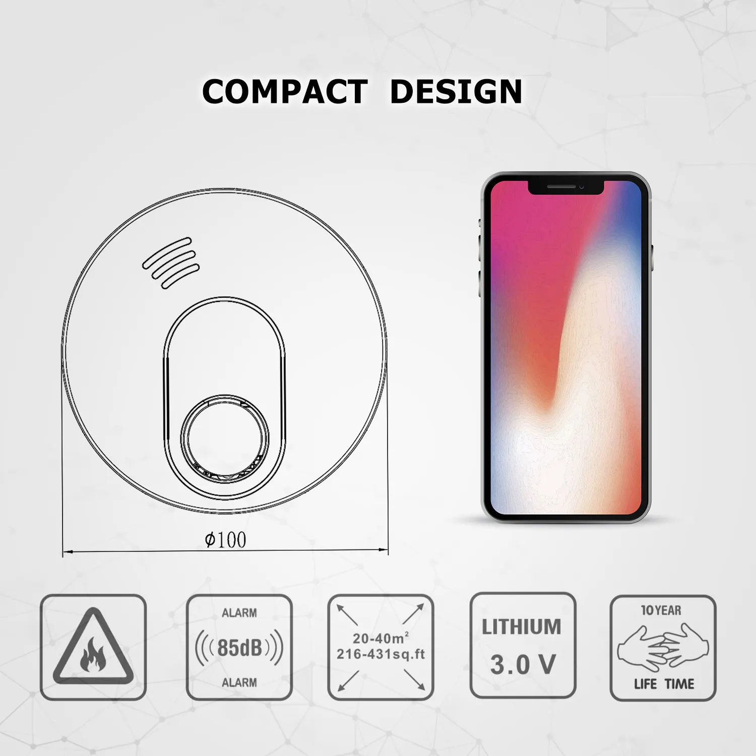 Manufacture Factory Supplies VDS3131 Sample Plastic Approved 10 years sealed battery powered smoke alarm