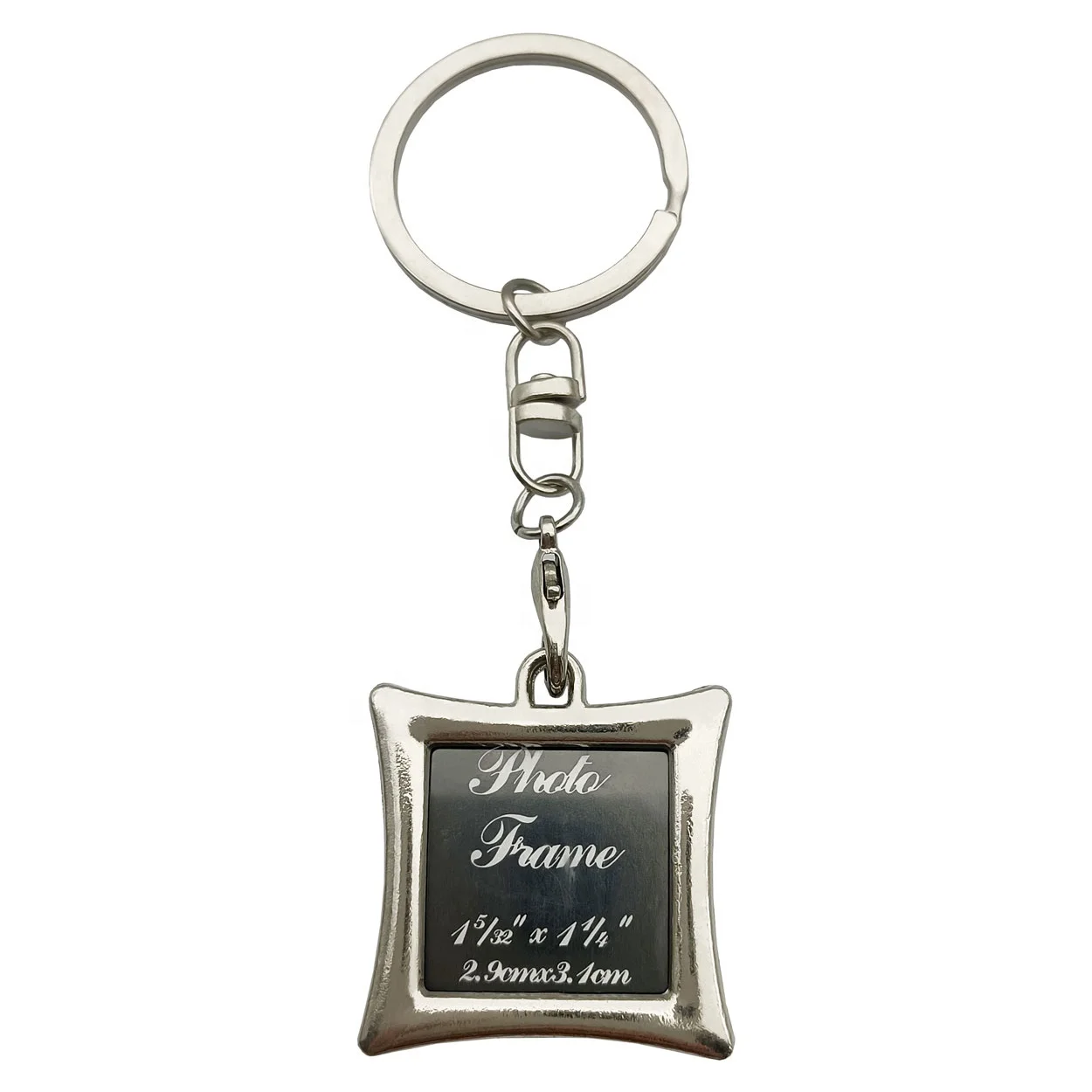 Custom logo metal design small blank photo key holder commemorative sublimation photo frame keychain for love souvenir