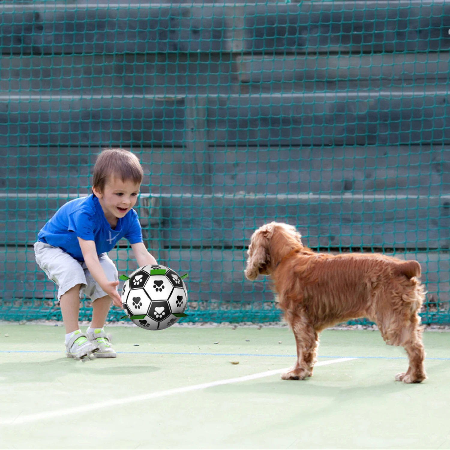 Kinyu Original Factory On Stock Dropshipping Classic Toys Interactive Dog Football Soccer Ball With Tab For Medium And Large Dog
