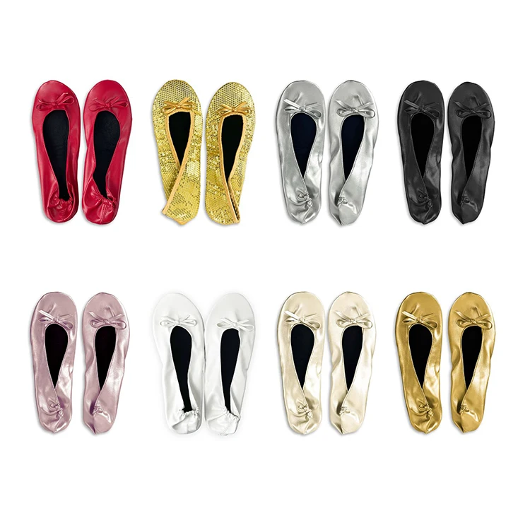 Custom Logo Women Soft Foldable Ballet Slides Ballerina Slippers After Party Shoes with Bag