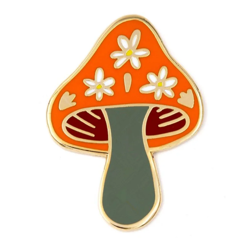 Lovely Mushroom Enamel Pin Custom Enamel Mushroom Badges For Girls School Gifts