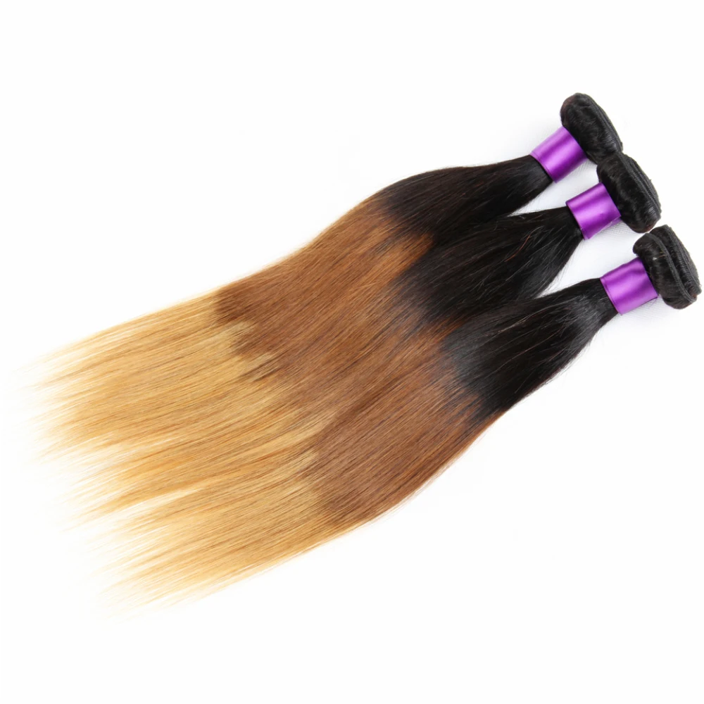 Ombre 1B/4/27 1B/27 1B/30 1B/99J Factory Direct Selling 100% Unprocessed Virgin Human Hair Cuticle Aligned Bundles with Closure