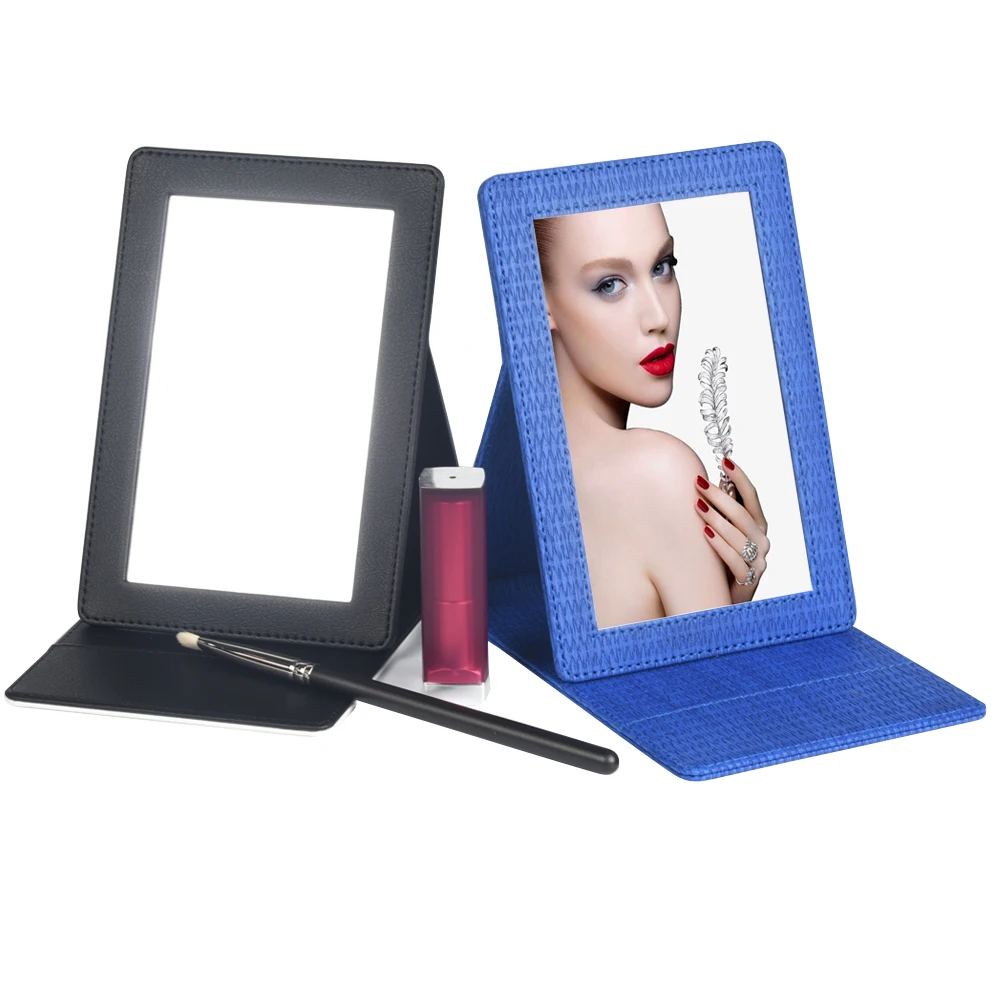 Легкий Прочный искусственная кожа портативный настольная подставка зеркало складной косметическое зеркало Make Up