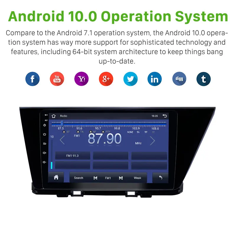 8 inch Android 10.0 Universal Head Unit touch screen radio for car GPS Navi for Nissan TOYOTA Kia RAV4 Honda VW Hyundai