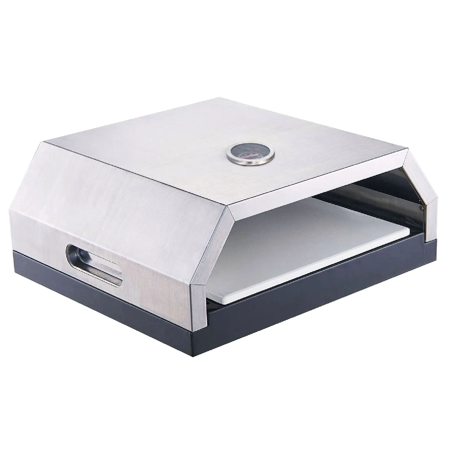 Portable Outdoor Steel Metal BBQ Pizza Oven with Built-In Thermometer and Trolley Gas Fire Folding and Steak Roasting Features