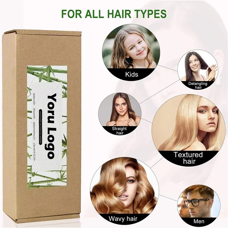 High quality goat hair brush bamboo wooden hair brush bamboo massage comb wood hair brush for women