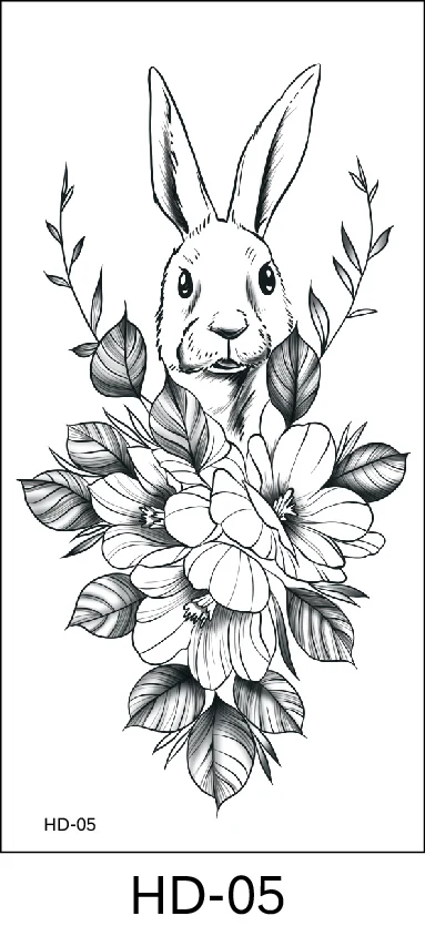 Petal 3D Black Flower Rose Temporary Tattoos For Women Waterproof Body Art Arm Sketch Tattoo Stickers For Girls Shoulder Arm