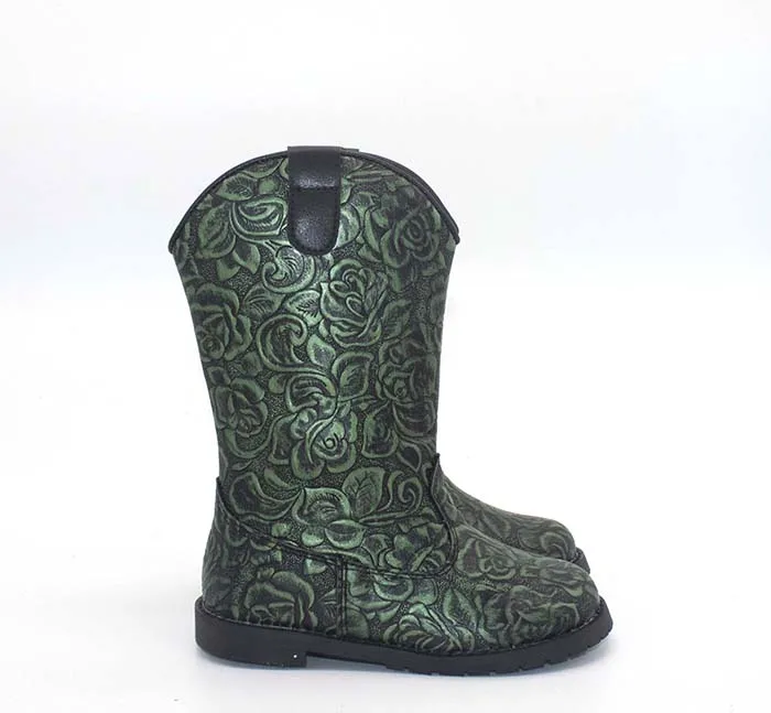 green floral western baby toddler kids high cowboy boots girls