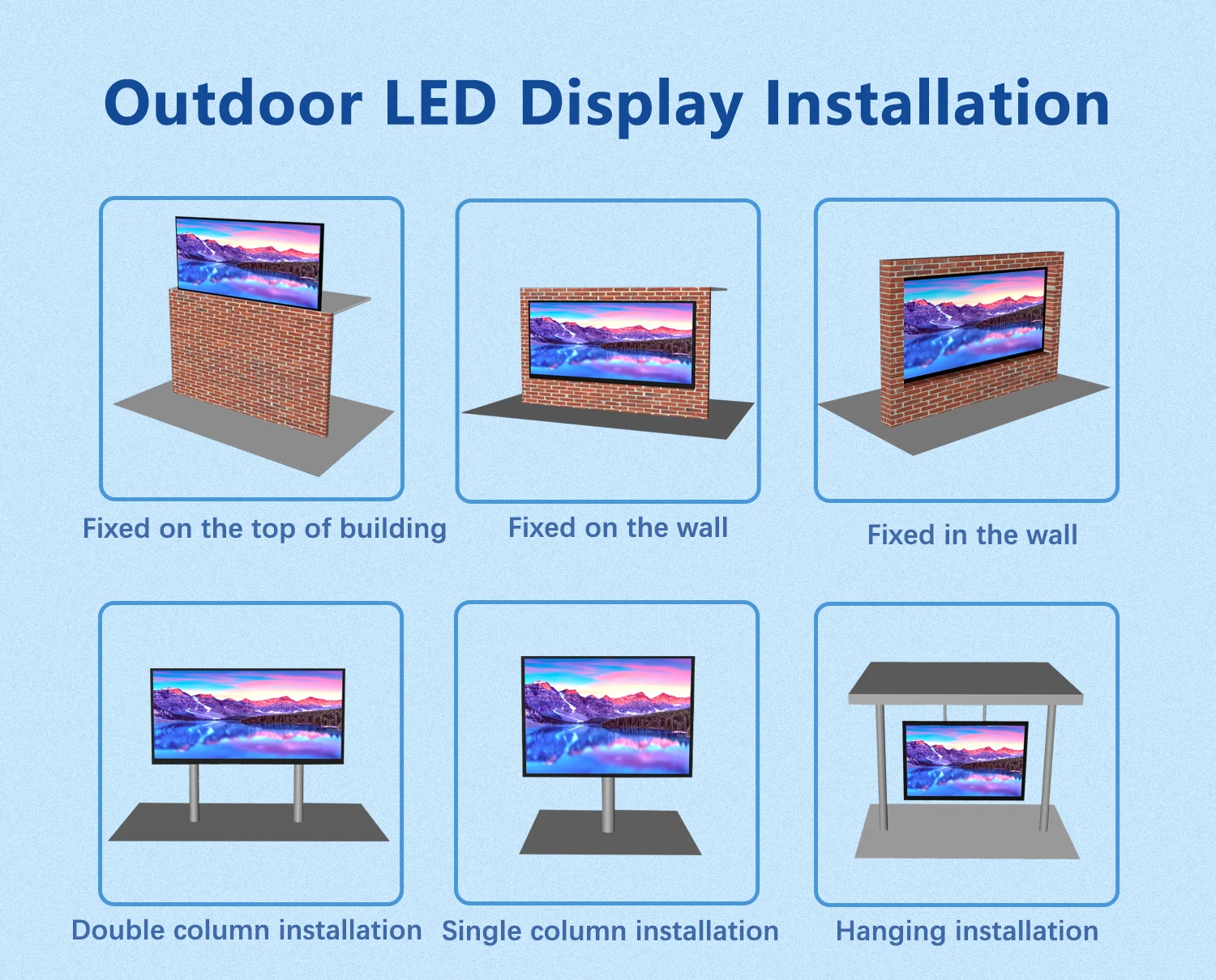 Outdoor P2P3P4P5P8P10 Easy Installation Big LED Screen Billboard Full Color SMD Fixed Street Advertising LED Display Video Wall