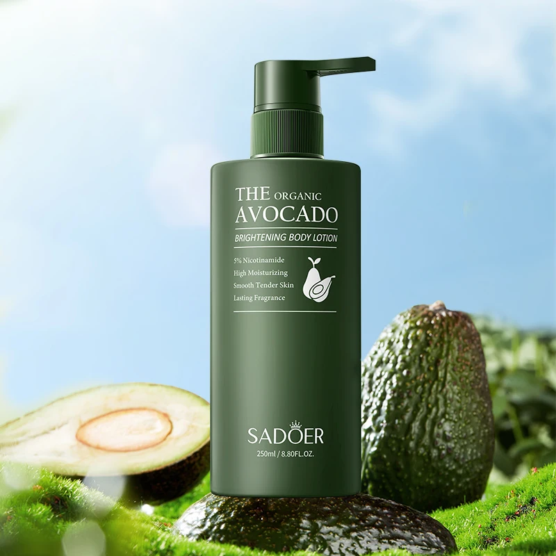 SADOER Private Label Factory Price Body Lotion Moisturizing Avocado Nicotinamide Whitening Formula to Brighten Your Skin