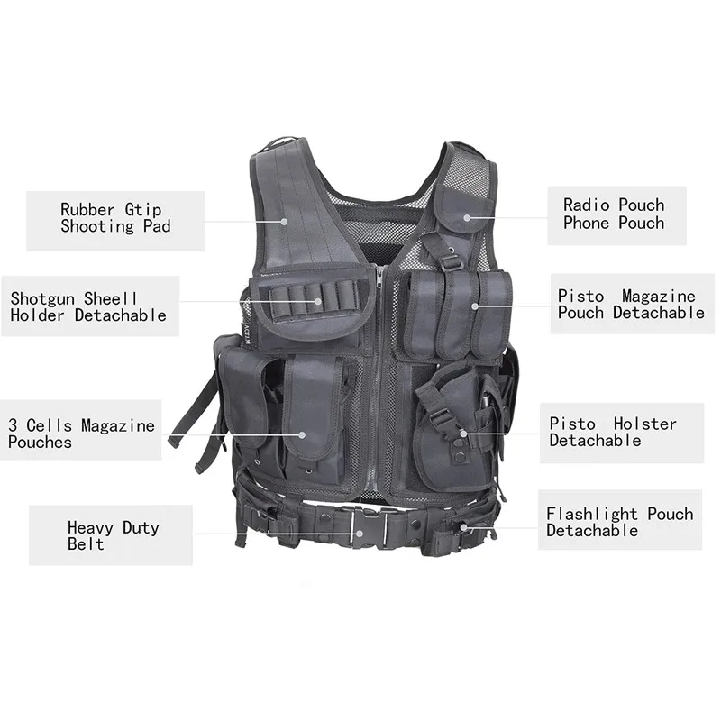 Breathable Molle Tactical Vest Combat Armor Vests Security Guard Hunting Outdoor CS Game Training Jacket