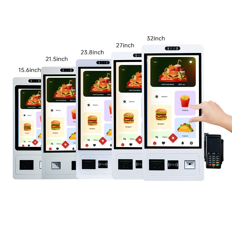 22 24 27 32 Inch Wall mounted Touch Screen Pc Self-ordering Payment Kiosk Self-service Touch Screen Self Ordering Payment Kiosk