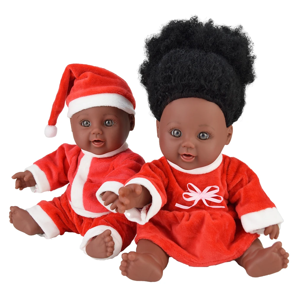 TUSALMO Lovely 12Inches factory sells New Christmas gift African black girl dolls for cheap
