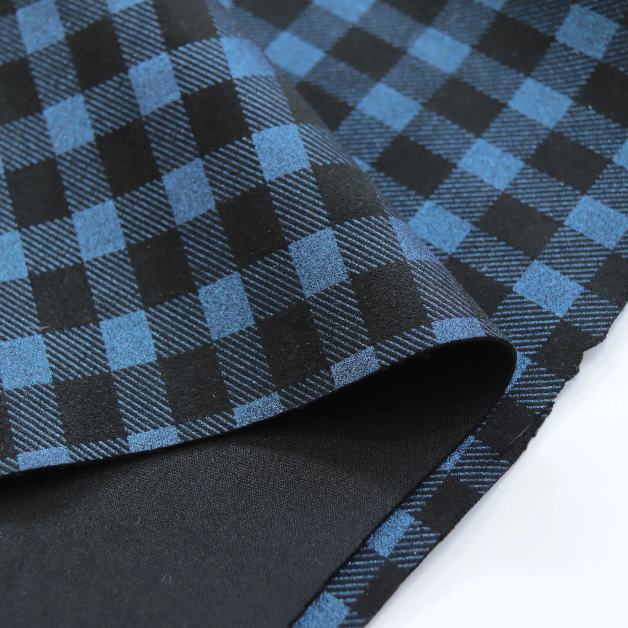310gsm stretch foil print plaid  small checks pattern suede scuba fabric for lady bags shirt