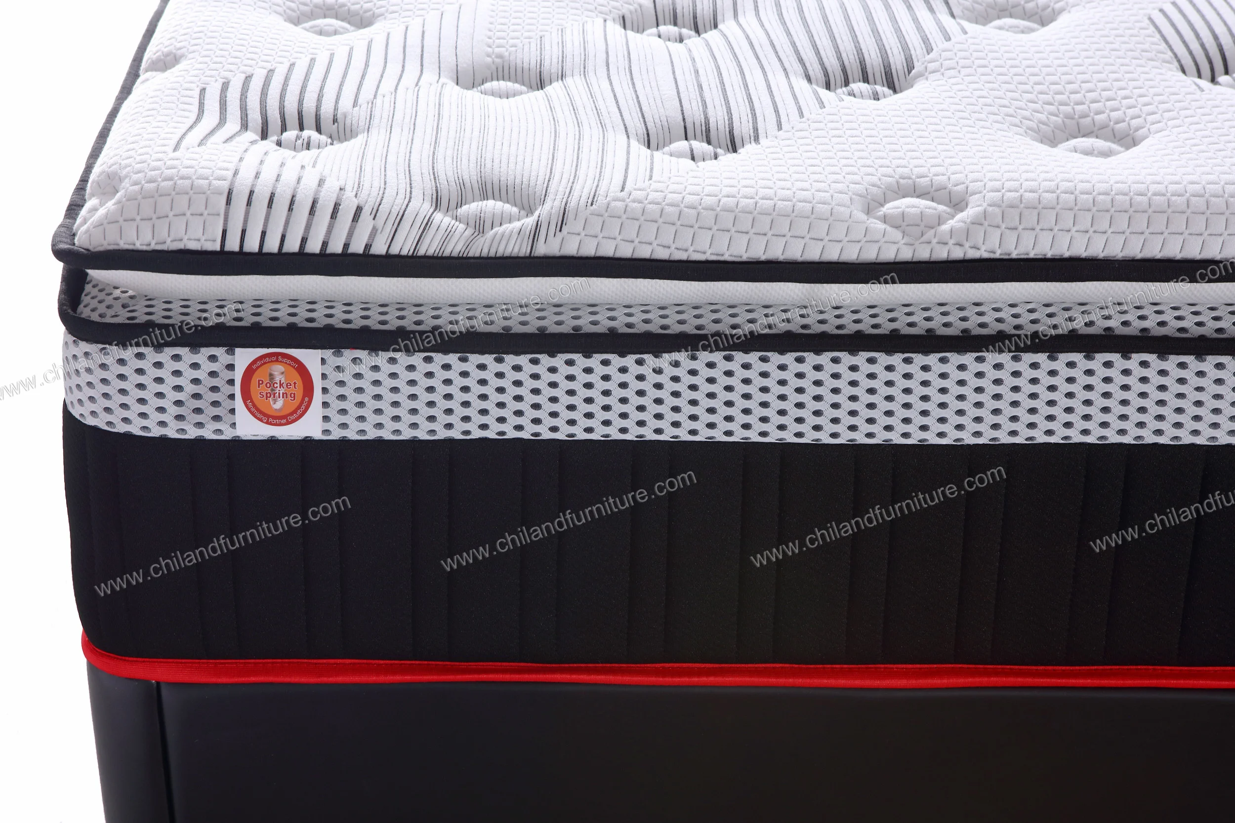 OEM Chiland roll up pocket pillow top luxury hotel king queen size bed latex memory foam spring mattress in a box