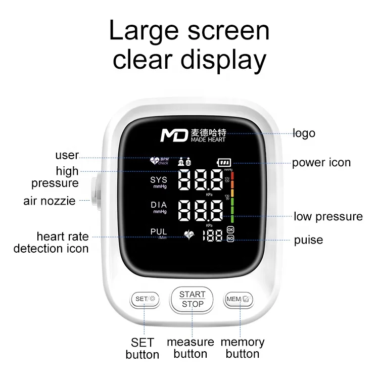High quality MadeHeart blood pressure indicator mini professional blood pressure monitor