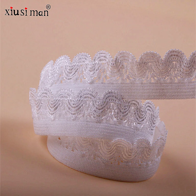 
Latest fabric lace white clothing sewing webbing lace trim knitting embroidery underwear elastic trimming lace C131 
