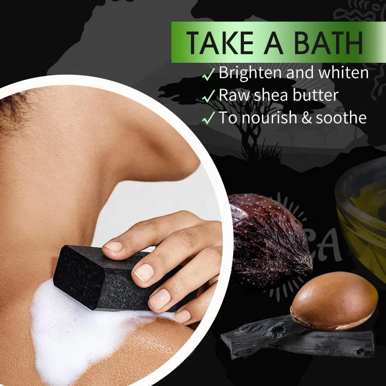 AILKE Natural Whitening Herbal Cleaning Handmade Soap Organic Charcoal African Black Soap