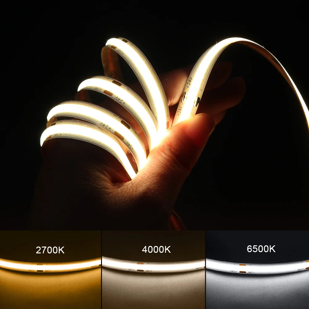 Двухцветная Светодиодная лента COB CCT 2700k теплый + 6500k холодный белый 24 В гибкий линейный 576 светодиоды постоянного тока супер яркий умный свет