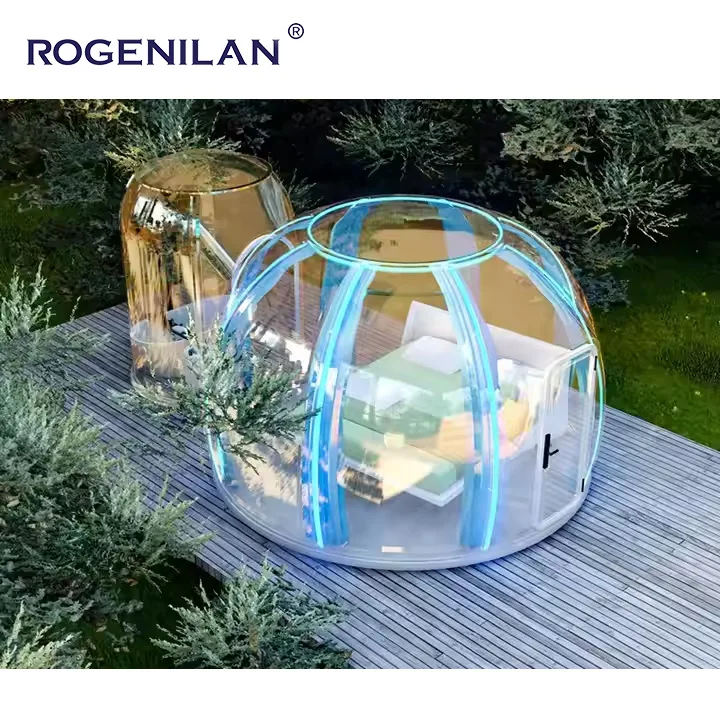 Rogenilan Full Hous Наружный Стеклянный поликарбонатный Купольный дом глэмпинг для зимы Китай дизайн пузырчатая купольная комната