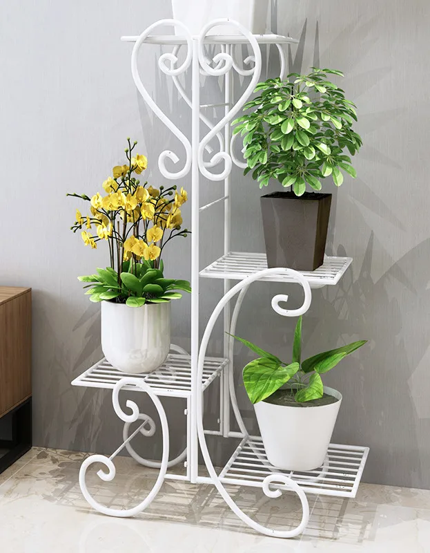 Source Factory Sale Iron art Flower Rack Metal Floor Living Room European Garden Patio Shelf Furniture Waterproof Flower Stand