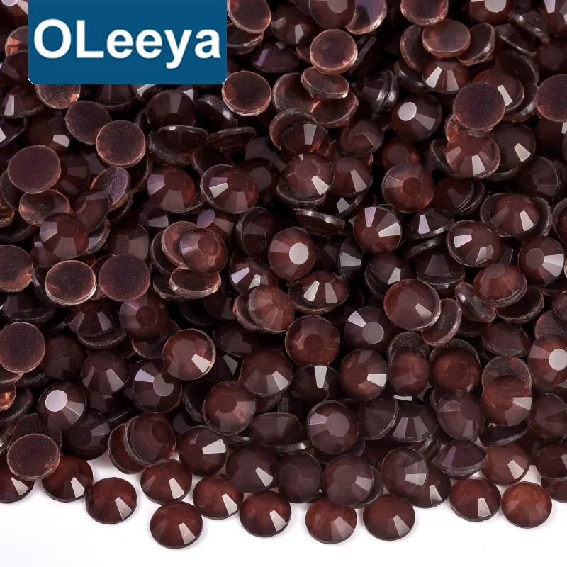 OLeeya Wholesale Rhinestones Bulk Coffee Neon Fluorescence Crystals Flat Back Non Hot Fix Rhinestones For Accessories