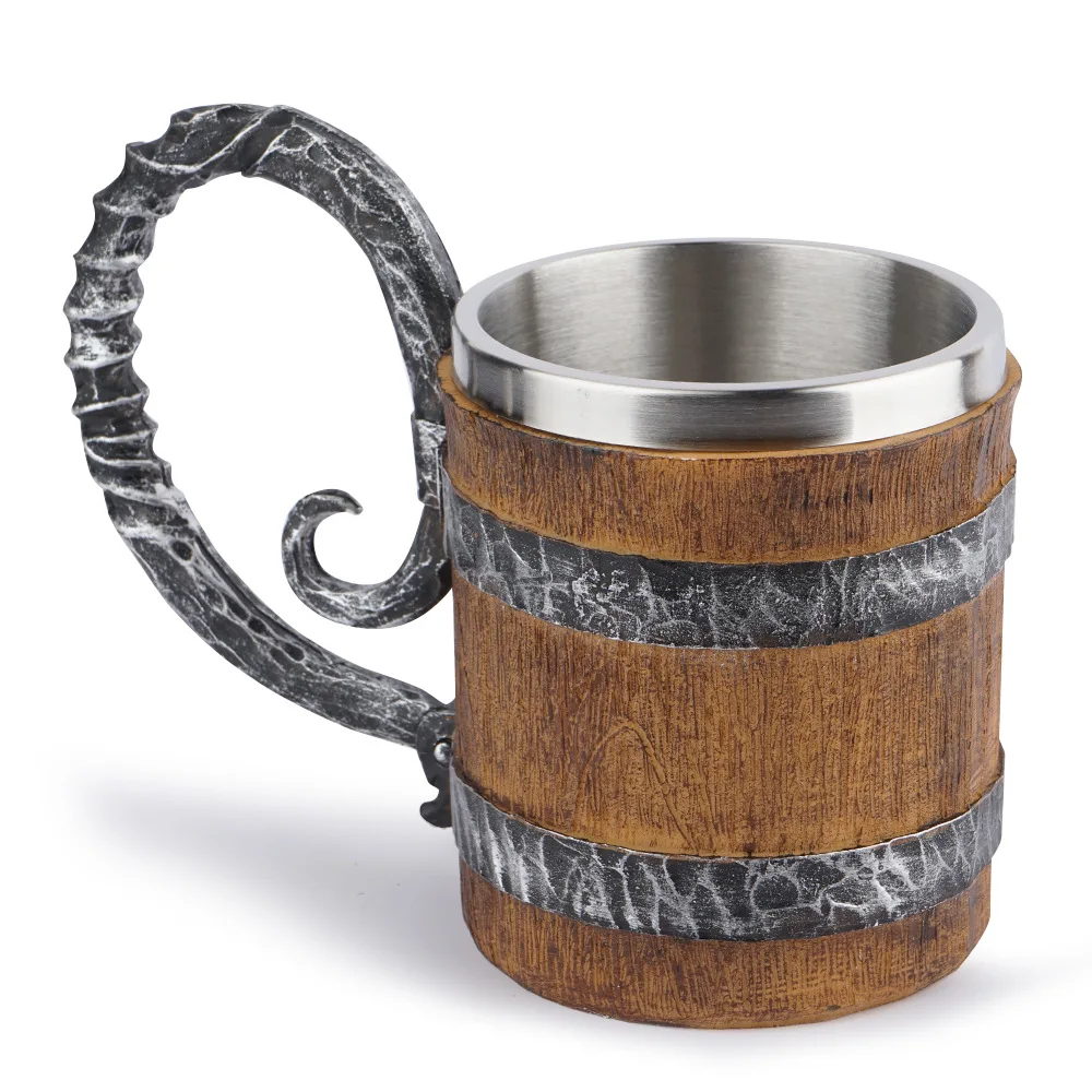 Middle Ages Vikng Pirate Coffee Mugs Stainless Steel 3d Resin Cups And Mugs Copo Tankard Beer Wine Big Capacity Cup Caneca