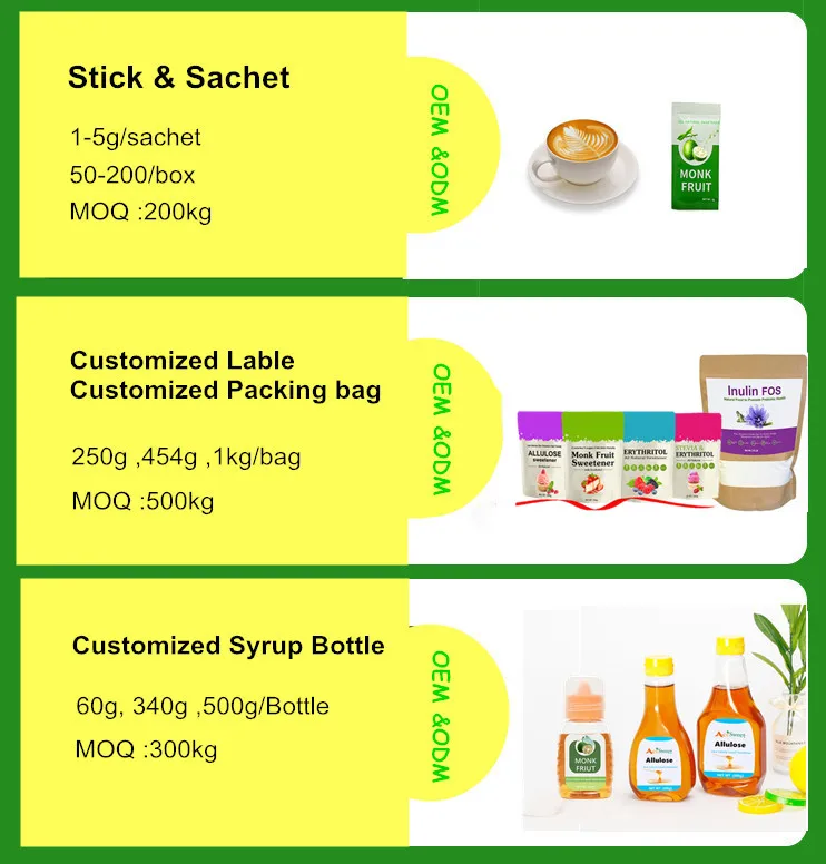 OEM Package food Grade Erythritol Monk fruit Wholesale monk fruit erythritol blend