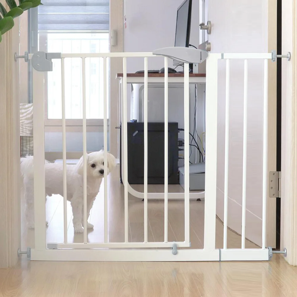 Wholesale white auto close safety extra wide indoor doorways stairs heavy duty metal baby child pet gate for dog and kids