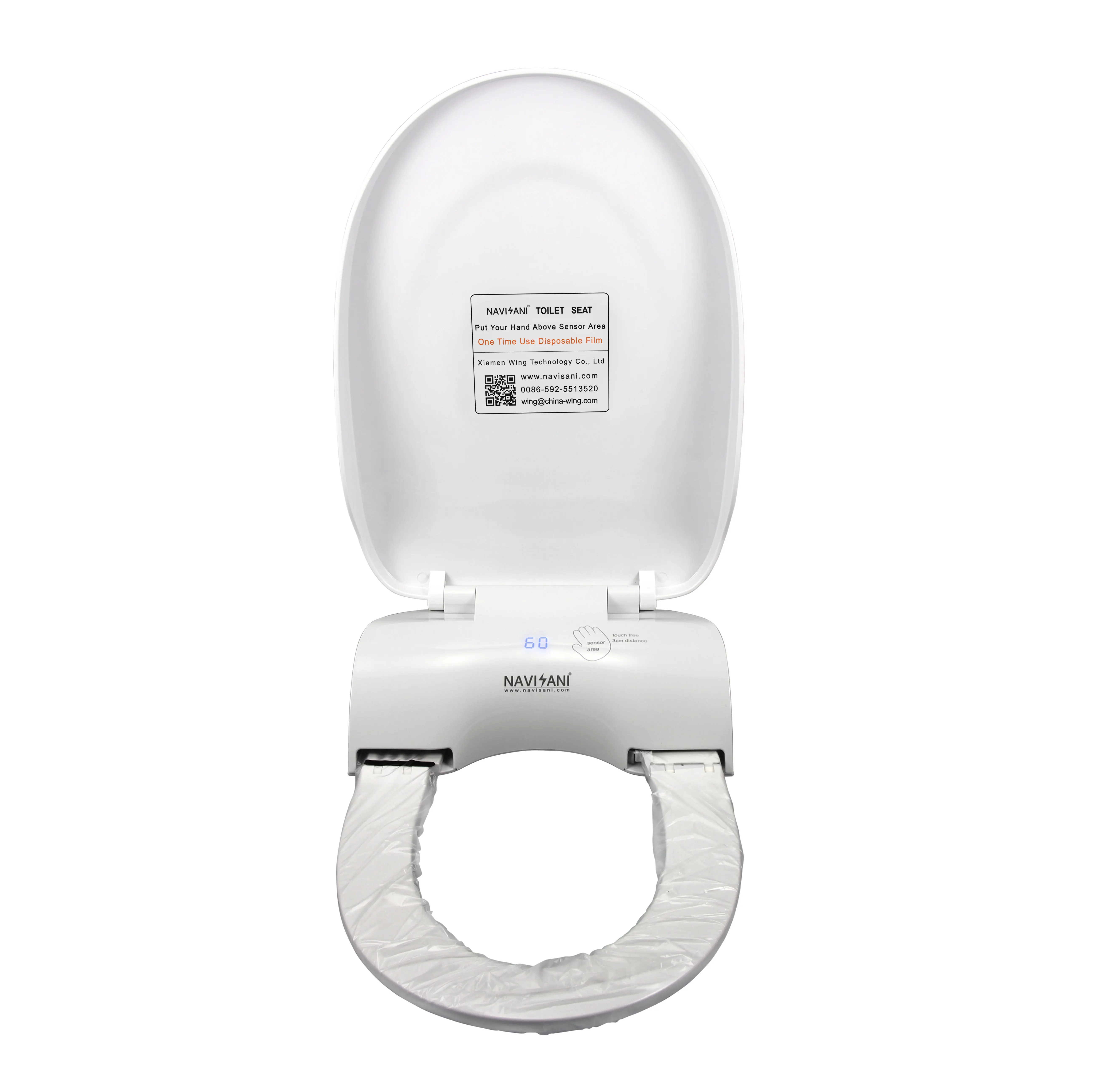 Modern Design Wireless Sensor Activated Automatic V-Shaped Elongated Plastic Toilet Seat Cover for Bathroom