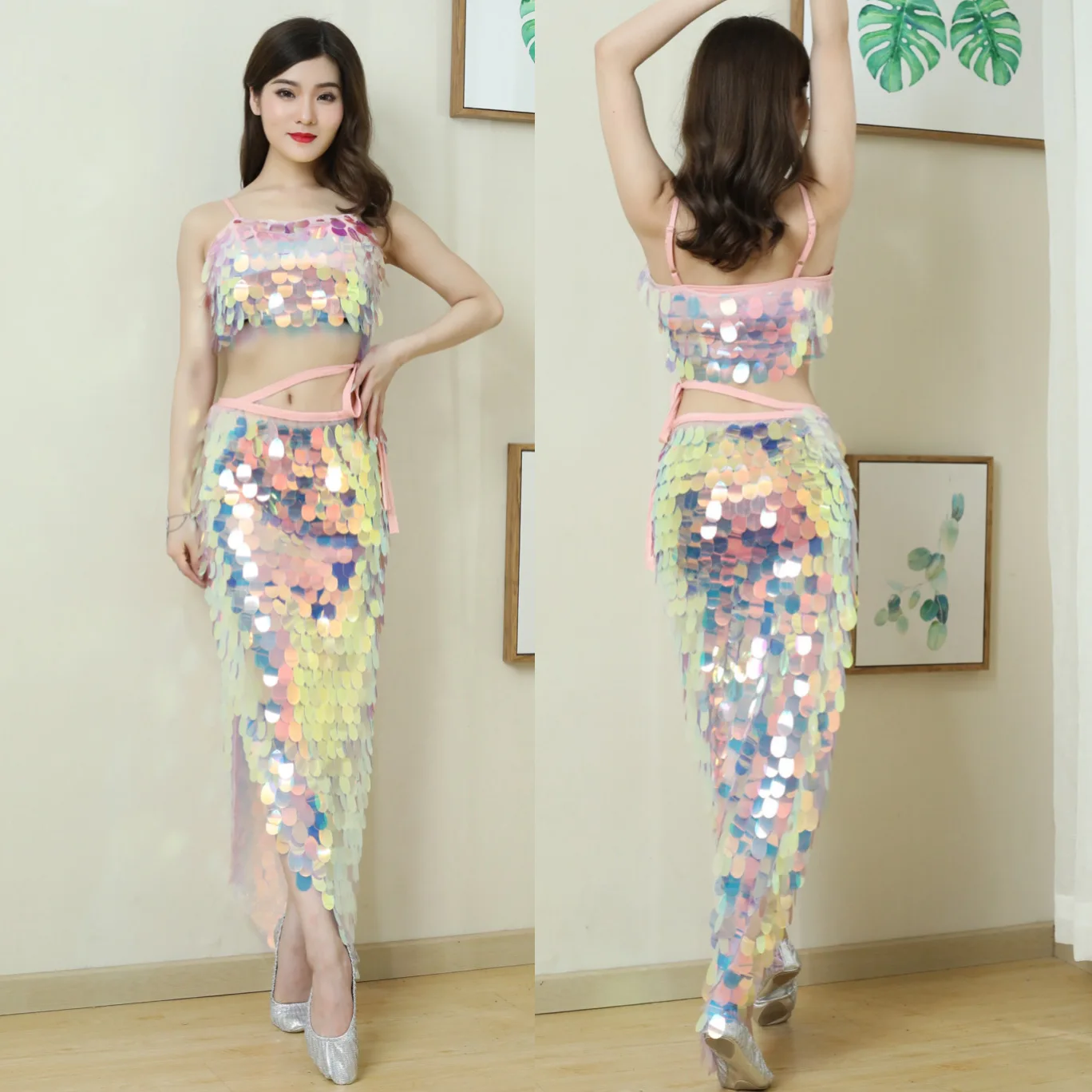 Wholesale Mermaid Belly Dance Hip Towel Bra Set Belly Dance Performance Belly Costume Set for Girls Adults Stage & Dancerwear