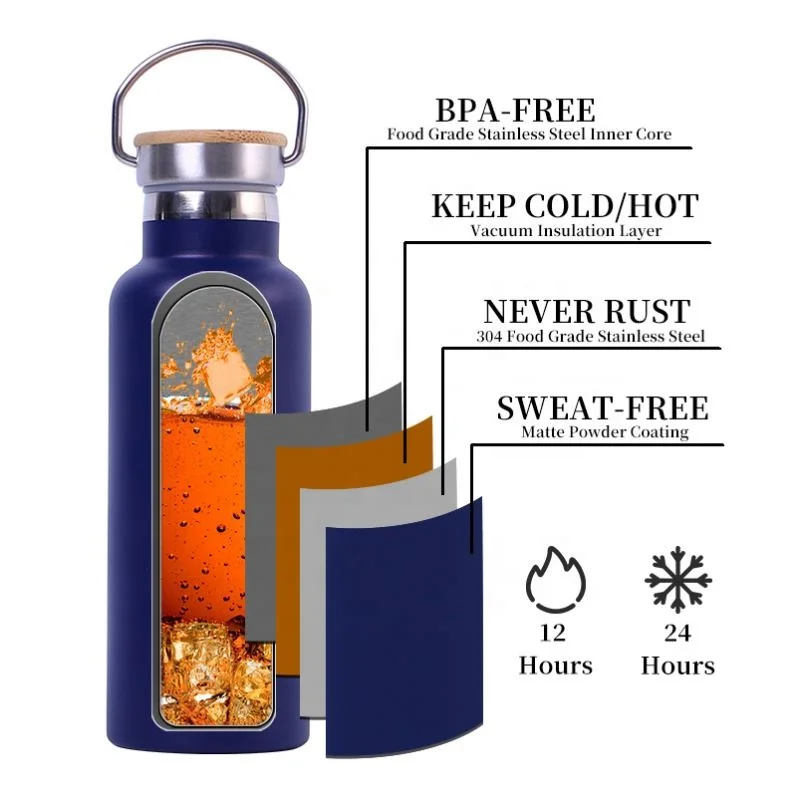 350/500/750/1000ml Thermos Bottle Vacuum Aqua Flask Insulated Standard Mouth Stainless Steel Metal Termos Water Bottle with Lid