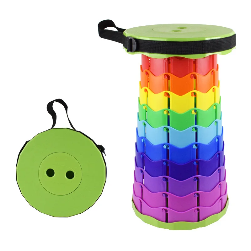 Wholesale Retractable Fishing Seat Height Adjustable Collapsible Chair Telescoping Plastic Camping Folding Stool