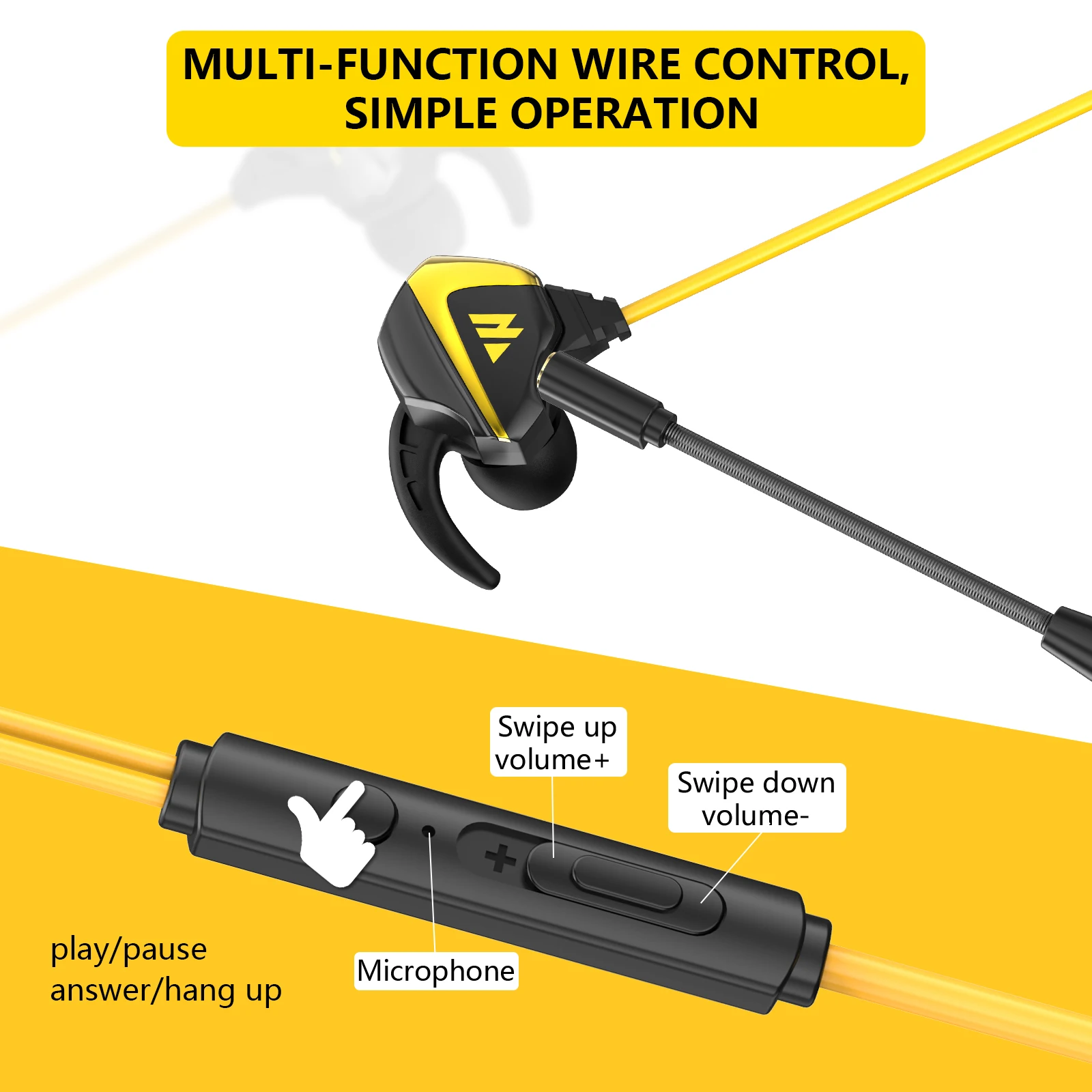 Creative Promotion 2022 Gaming Headset Wired Mobile Earhook Handsfree Headphones Earbuds With Detachable Mic Gaming Earphone