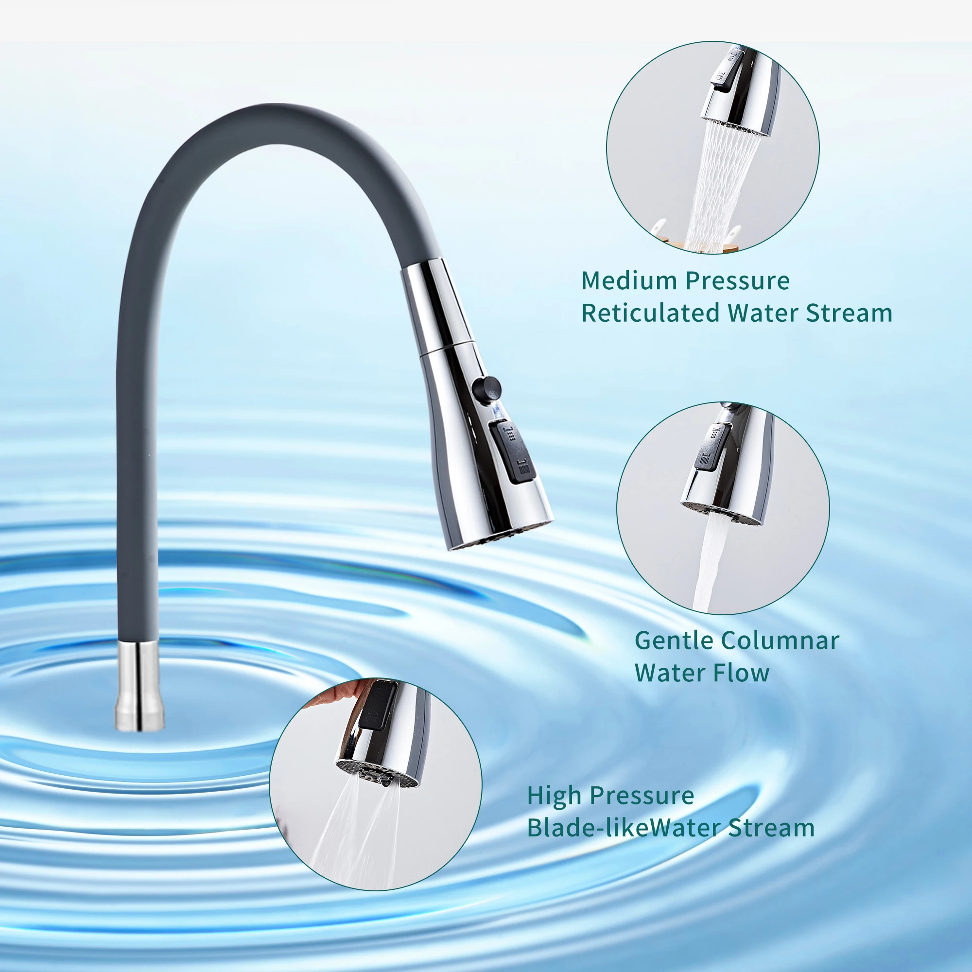 Stainless steel material 360 degree rotating household kitchen water outlet extension device Flexible Hose Kitchen Faucet
