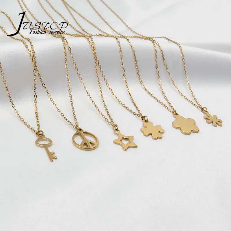  Simple pendant cute jewelry stainless steel gold flower