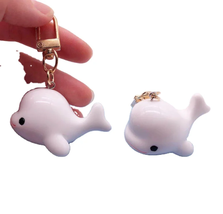 dolphin key ring bag mobile phone accessories aquarium souvenirs Creative 3D three-dimensional white lovely