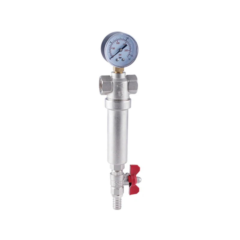 HTL 1830 Factory wholesale brass valve manometer with filter. Customizable with options for nickel or chrome plating