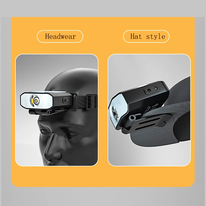 Hot Sale Sensor Head Light Bright Rechargeable  Induction Led Head Lamp with Clip