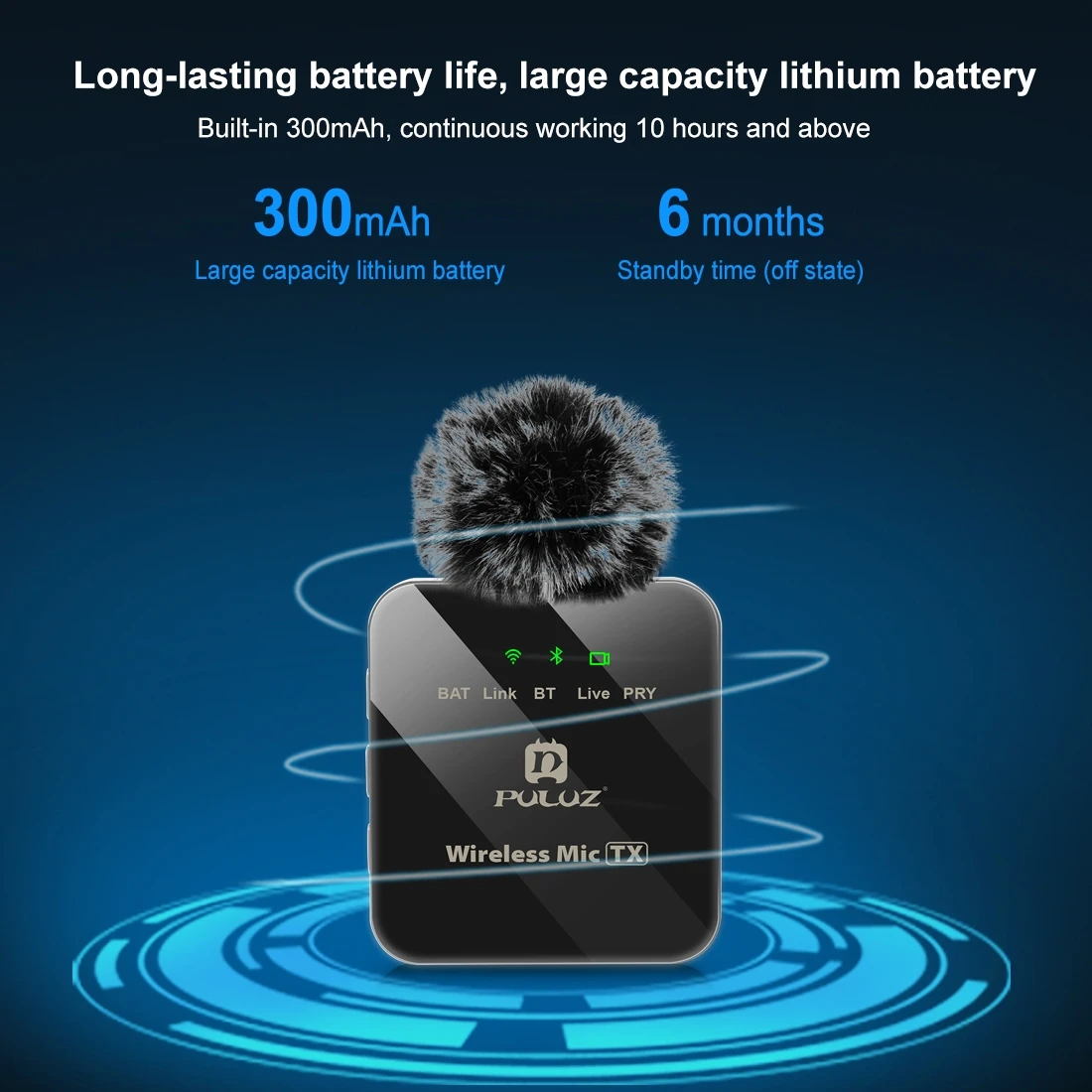 Hot Selling PULUZ 48K High-fidelity Recording Type-C Receiver and Wireless Lavalier Microphone