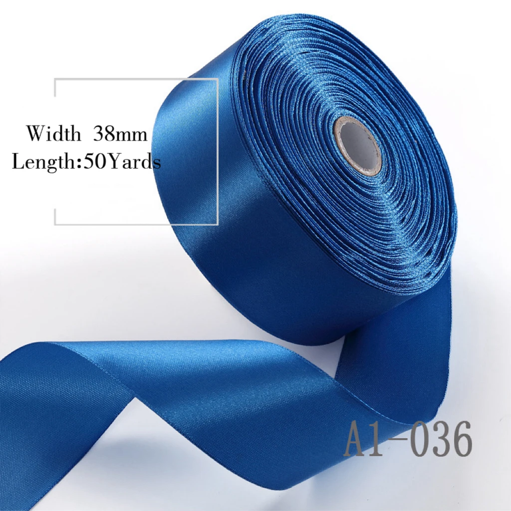 Wholesale Shiny Polyester 38mm 1.5inch 4cm 50 Yards Single Face Satin Ribbon Roll for Party Wedding Decoration Kids Hair Bow