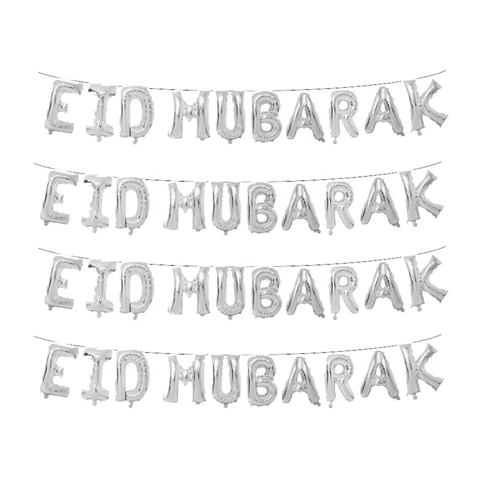 Decorations Eid Mubarak Letter Shape Inflatable Foil Balloon Set Golden Ramadan Mubarak Banner