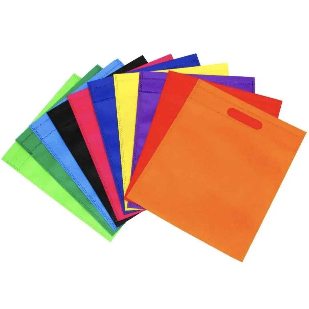 Custom logo printing nonwoven bags rainbow colors non woven fabric tote bag promotional reusable for shopping