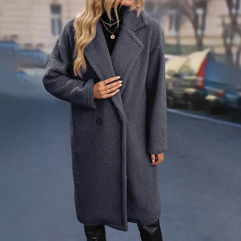 Wholesale Long Jacket Solid Faux Fur Casual Winter Warm Elegant Multicolor Single Breasted Loose Coat For Women
