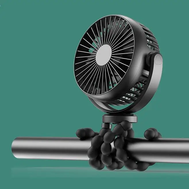 Amazon Hot Flexible Tripod Clip Fan Rechargeable Portable Mini Usb Octopus Baby Stroller Fan With 3 Speeds