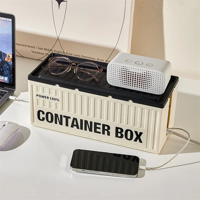 Extra Large and  Cord Hider Box to Conceal Power Strips on Desk or Floor Made from Safe ABS Material cable management tray